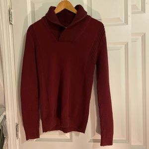 Mens Burgundy Red Shawl Sweater